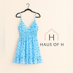 Urban Outfitters Women’s Blue Floral Dress Sweet Escape Mesh Mini Dress S